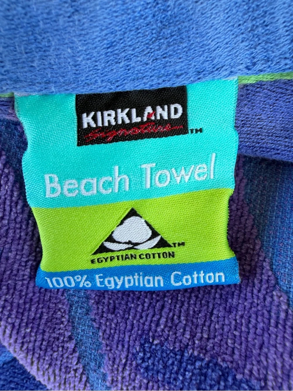 Kirkland Stylized Fish Waves Egyptian Cotton Large Beach Towel Blue Purple 36x66